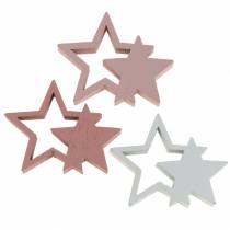 gjenstander Spredte stjerner rosa / hvite 36stk