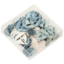 gjenstander Spredde stykker Tredekorasjon Shell Båt Blå Hvit 2,5/4cm 72 Stk