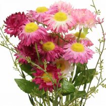 gjenstander Rhodanthe Rosa-Rosa Silkeblomster Kunstig Plante Jordbærbukett Dekorative Blomster 46cm