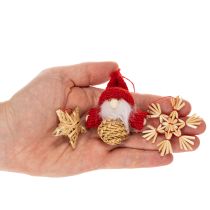 gjenstander Stråpyntsett juletrepynt figurer og stjerner 6 cm 30 stk