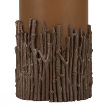 gjenstander Søyle lys greiner dekor lys brun karamell 150/70mm 1stk