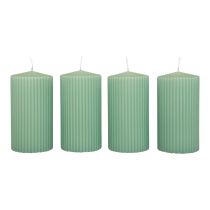 gjenstander Søylelys Grønne smaragdrillede lys 70/130mm 4 stk