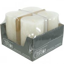 gjenstander Sett med 4 rustikke kuppellys, off-white, 70x110 mm, gjennomfarget, selvslukkende - Ideelt for advent og festlig dekorasjon