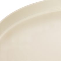 gjenstander Rundt dekorativt brett i kremfarget farge, 30 cm, på stativ for borddekorasjon