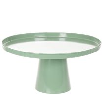 gjenstander Grønt rundt dekorativt metallbord, 40 cm diameter, med høy kant