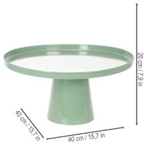 gjenstander Grønt rundt dekorativt metallbord, 40 cm diameter, med høy kant