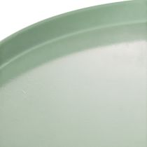 gjenstander Grønt rundt dekorativt metallbord, 40 cm diameter, med høy kant