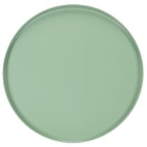 gjenstander Grønt rundt dekorativt metallbord, 40 cm diameter, med høy kant