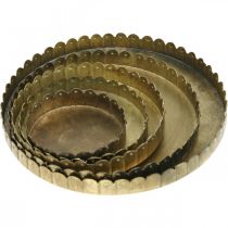 gjenstander Metallplater for dekorering, borddekorasjon, stearinlysbrett rund gylden antikk look Ø7,5/10/12/15/18cm H2cm sett med 5 stk.