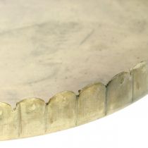 gjenstander Metallplater for dekorering, borddekorasjon, stearinlysbrett rund gylden antikk look Ø7,5/10/12/15/18cm H2cm sett med 5 stk.