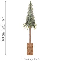 gjenstander Kunstig grantre, iset overflate, med trebase, vinterdekorasjon, 60 cm