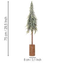 gjenstander Kunstig grantre, isbelagt, dekorativt tre på en trebase for vinterdekorasjon og jul, 75 cm