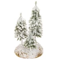 gjenstander Snødekte grantrær, kunstig vinterlandskap til julelandsby og borddekorasjon, 29 cm