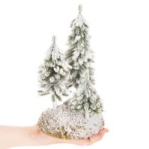 gjenstander Snødekte grantrær, kunstig vinterlandskap til julelandsby og borddekorasjon, 29 cm
