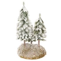 gjenstander Snødekte grantrær, kunstig vinterlandskap til julelandsby og borddekorasjon, 29 cm