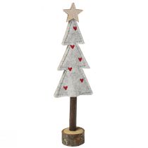 gjenstander Juletrepynt filt stjernehjerte beige rød H21cm 4 stk