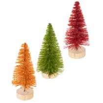 gjenstander Kunstig juletre med trebase, liten, 16 cm, 6 stk.