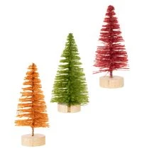 gjenstander Kunstig juletre med trebase, liten, 16 cm, 6 stk.