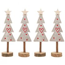 gjenstander Juletre laget av filtdekor med hjerter grå rød 28cm 4 stk