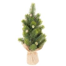 gjenstander Kunstig juletre i jutepose, liten borddekorasjon, mini juletre, 38 cm