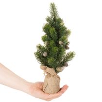 gjenstander Kunstig juletre i jutepose, liten borddekorasjon, mini juletre, 38 cm