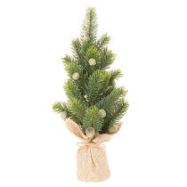 gjenstander Kunstig juletre i jutepose, liten borddekorasjon, mini juletre, 38 cm