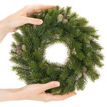 gjenstander Kunstig grangrenkrans med kongler til dør eller bord, 30 cm