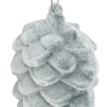 gjenstander Kongler, grå flokket, 11,5 cm, 6 stk., dekorasjon