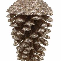 gjenstander Kongler gull, glitter 13cm 4 stk juletrepynt
