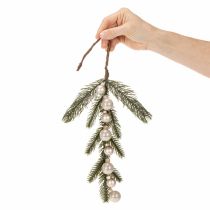 gjenstander Kunstig grangren med hvite mini julekuler, 46 cm, 2 stk.