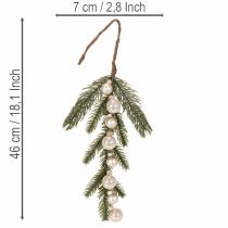 gjenstander Kunstig grangren med hvite mini julekuler, 46 cm, 2 stk.