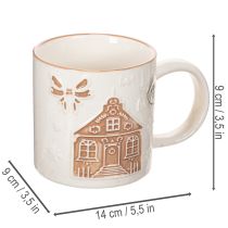 gjenstander Keramikkkrus med husmotiv og relieffmønster, 9 cm