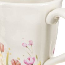 gjenstander Keramisk blomsterpotte med blomstermotiv for nostalgisk vårdekorasjon, planteelskere, 10,5 cm