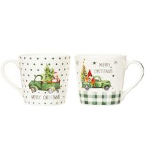 gjenstander Kaffekrus Merry Christmas julemotiv keramisk krus 10 cm 2 stk