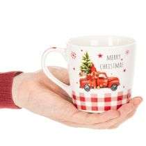 gjenstander Julekrus med bil og juletre, keramiske krus, 10 cm, 2 stk.