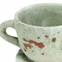 gjenstander Plantepottebeger med tallerken vintage grå, naturtone Ø8cm H6,5cm 4 stk