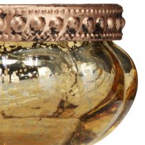 gjenstander Telysglass champagne antikk gull med metallkant Ø6cm H3,5cm