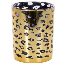 gjenstander Telysholder i glass med leopardmønster til borddekorasjon, 12 cm