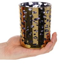 gjenstander Telysholder i glass med leopardmønster til borddekorasjon, 12 cm