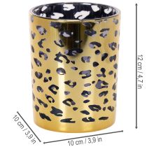gjenstander Telysholder i glass med leopardmønster til borddekorasjon, 12 cm