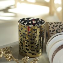 gjenstander Telysholder i glass med leopardmønster til borddekorasjon, 12 cm