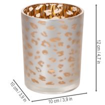 gjenstander Telysholder i glass med leopardmønster, 12 cm