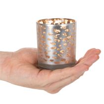 gjenstander Telysholder i glass med leopardmønster, tofarget, 8 cm