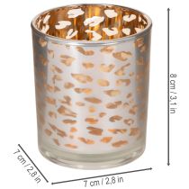 gjenstander Telysholder i glass med leopardmønster, tofarget, 8 cm