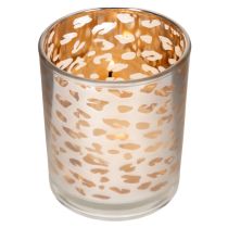 gjenstander Telysholder i glass med leopardmønster, tofarget, 8 cm