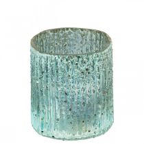 Telysglass blå lykt glass stearinlys dekorasjon 8cm