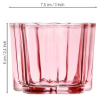gjenstander Telysholder blomster telys glass rosa Ø7,5 cm H6 cm 6 stk