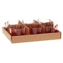 gjenstander Telysholder blomster telys glass rosa Ø7,5 cm H6 cm 6 stk