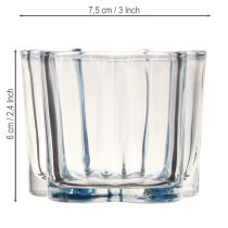 gjenstander Telysholder glassblomst telys glass blå Ø7,5 cm H6 cm 6 stk