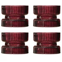 gjenstander Telysholder glass dekorativ ribbet bær Ø9cm H7cm 4 stk